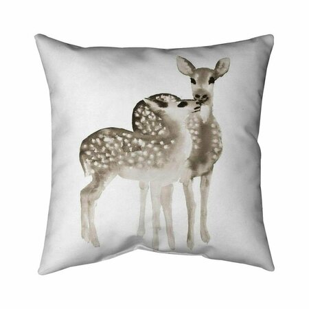 BEGIN HOME DECOR 26 x 26 in. Sepia Fawns Love-Double Sided Print Indoor Pillow 5541-2626-AN454-2